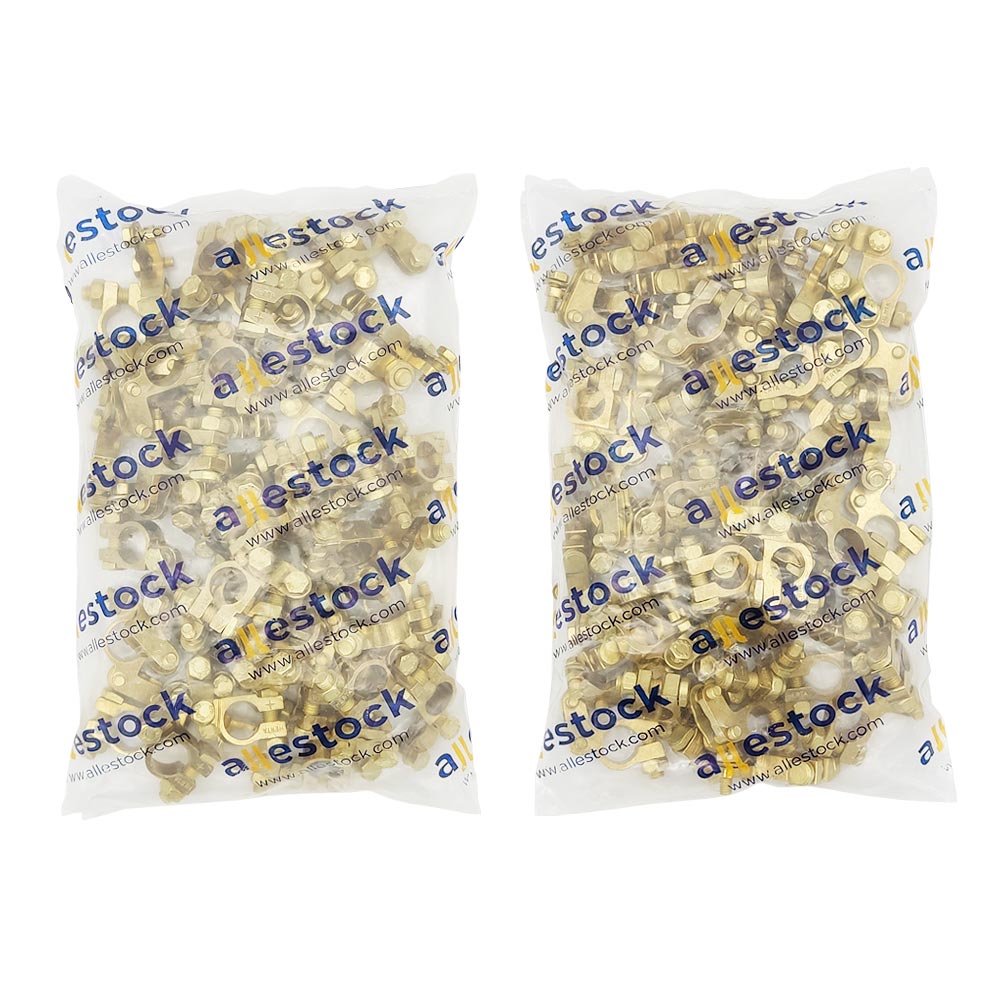 Akü Kutup Başı - Pirinç Malzeme 50 Set (Paket İçeriği 50(-) / 50(+) Adettir)