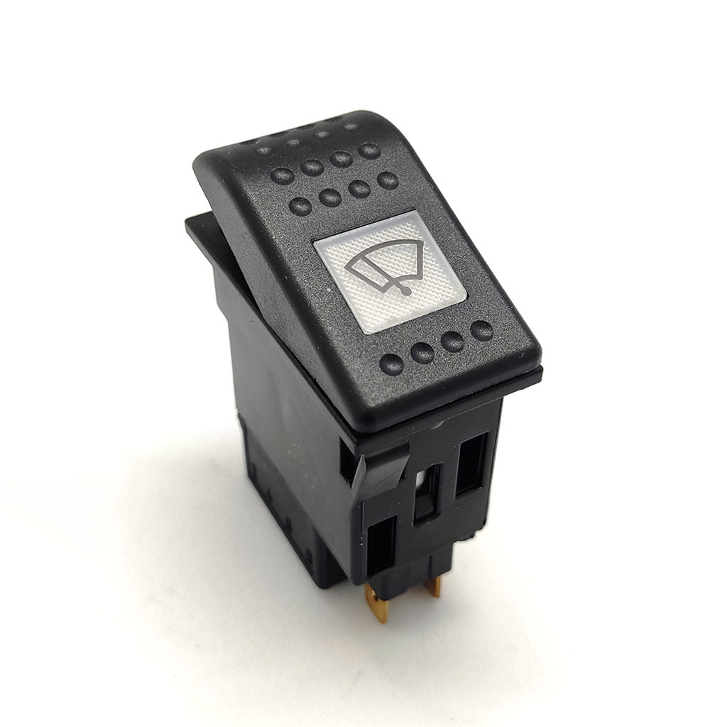 NEW HOLLAND Traktör Universal Silecek Anahtar Düğme Rocker Switch 4 Pin (Off-On-On) Ampullü 12V